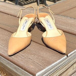 Jimmy Choo Tilly Leather Pointed-Toe Slingback Heels